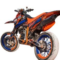 Exhaust compatible with Ktm EGS Adventure - LC4 1999-2003, Furore Nero, Homologated legal slip-on exhaust including removable db killer and link pipe