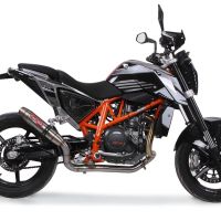 Exhaust compatible with Ktm Duke 690 2017-2020, Deeptone Inox, Homologated legal slip-on exhaust including removable db killer and link pipe