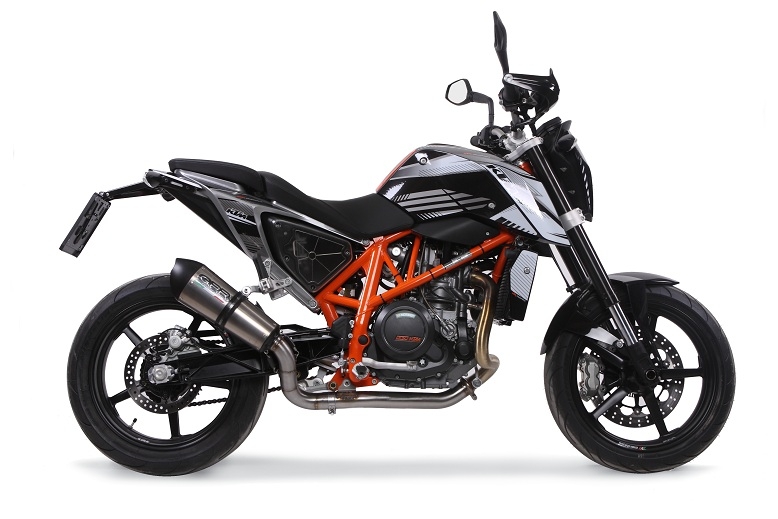 Esapament GPR compatibil cu Ktm Duke 690 2012 Evacuare slip-on omologata, inclusiv db killer detașabil și cot de legătură,New Grand Prix Evo Titanium