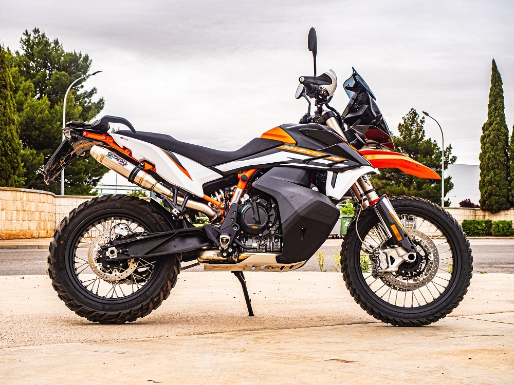 Exhaust compatible with Ktm Adventure 890 2020-2024, Deeptone Inox, Racing slip-on exhaust including link pipe