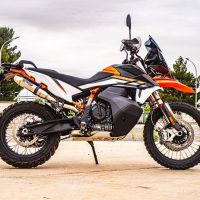 Exhaust compatible with Ktm Adventure 890 2020-2024, Deeptone Inox, Racing slip-on exhaust including link pipe
