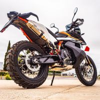 Exhaust compatible with Ktm Adventure 890 2020-2024, Deeptone Inox, Racing slip-on exhaust including link pipe