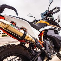 Exhaust compatible with Ktm Adventure 890 2020-2024, Deeptone Inox, Racing slip-on exhaust including link pipe