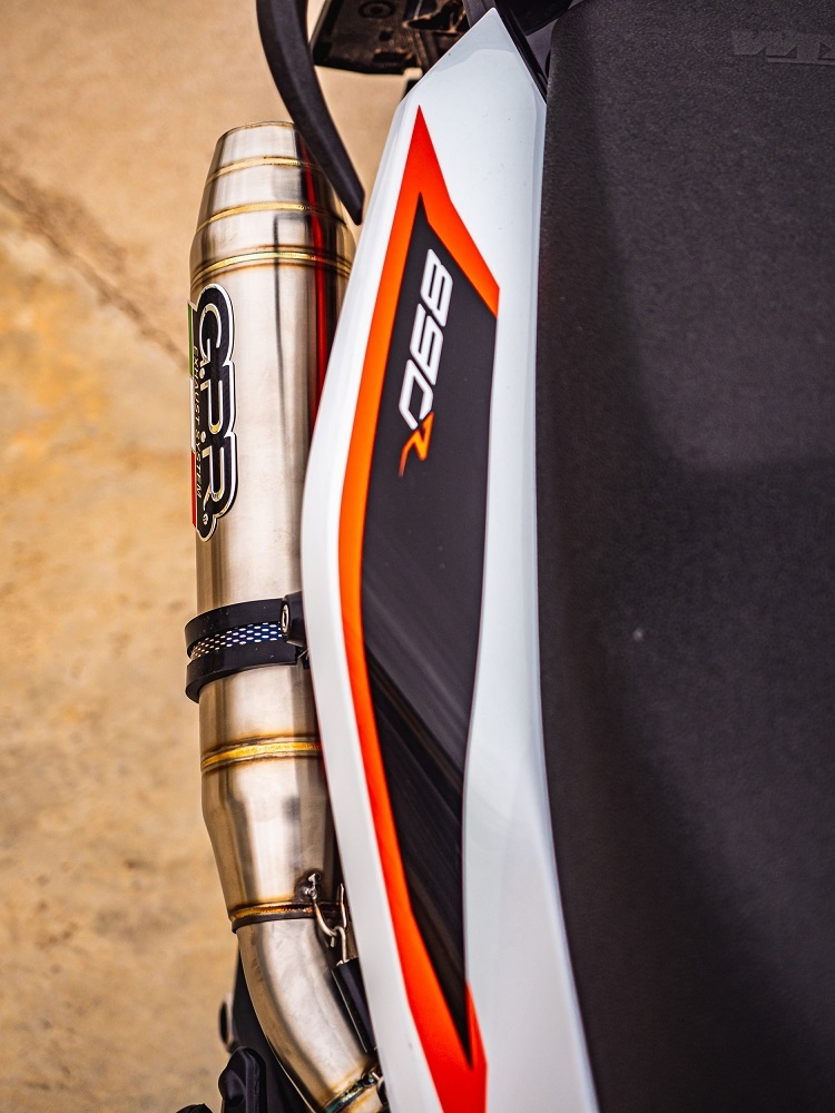 Exhaust compatible with Ktm Duke 890 2021-2024, Deeptone Inox, Racing slip-on exhaust including link pipe