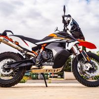 Esapament GPR compatibil cu Ktm Adventure 890 2021 Evacuare slip-on omologata, inclusiv db killer detașabil și cot de legătură,Powercone Evo