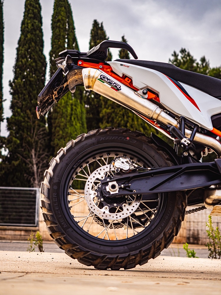 Exhaust compatible with Ktm Duke 890 2021-2024, Deeptone Inox, Racing slip-on exhaust including link pipe