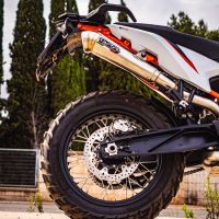Exhaust compatible with Ktm Duke 890 2021-2024, Deeptone Inox, Racing slip-on exhaust including link pipe