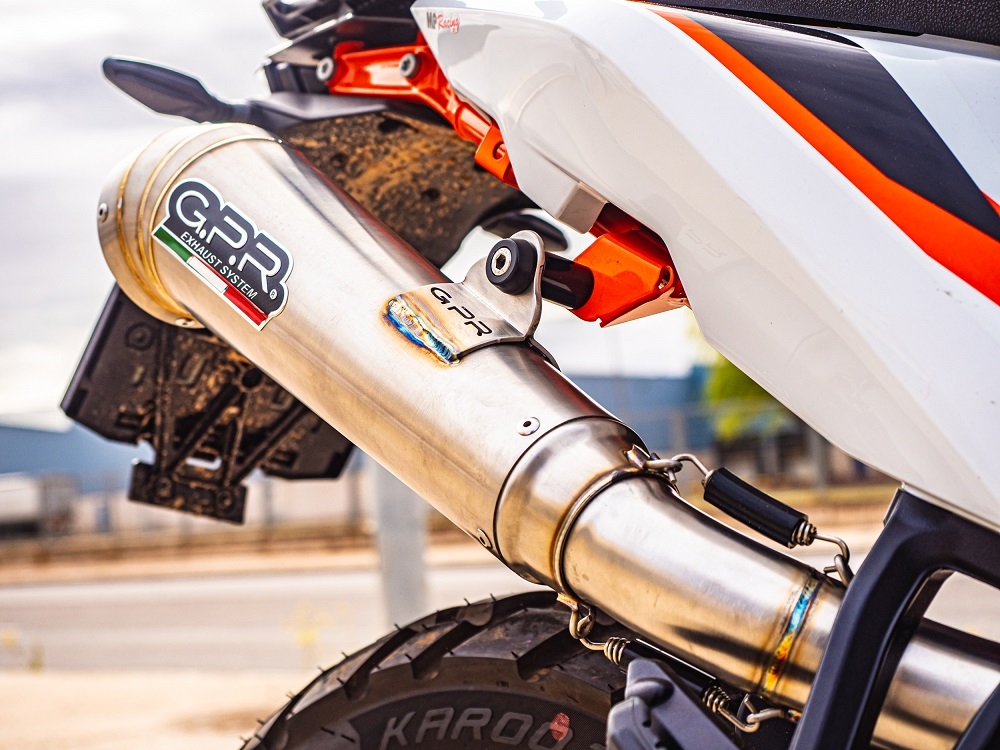 Exhaust compatible with Ktm Duke 890 2021-2024, Deeptone Inox, Racing slip-on exhaust including link pipe