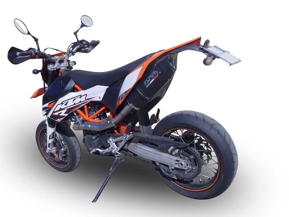 Exhaust compatible with Ktm Enduro 690 R 2007-2016, Furore Nero, Homologated legal full system exhaust, including removable db killer
