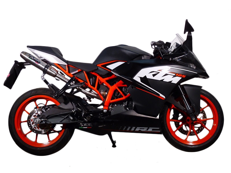 Exhaust compatible with Ktm Rc 125 2014-2016, Deeptone Inox, Homologated legal slip-on exhaust including removable db killer and link pipe