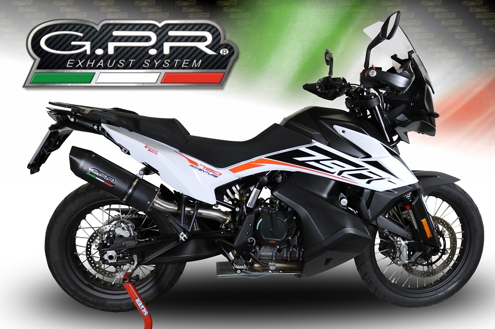 Esapament GPR compatibil cu Ktm Adventure 790 2018 Evacuare slip-on omologata, inclusiv db killer detașabil și cot de legătură,Furore Evo4 Nero