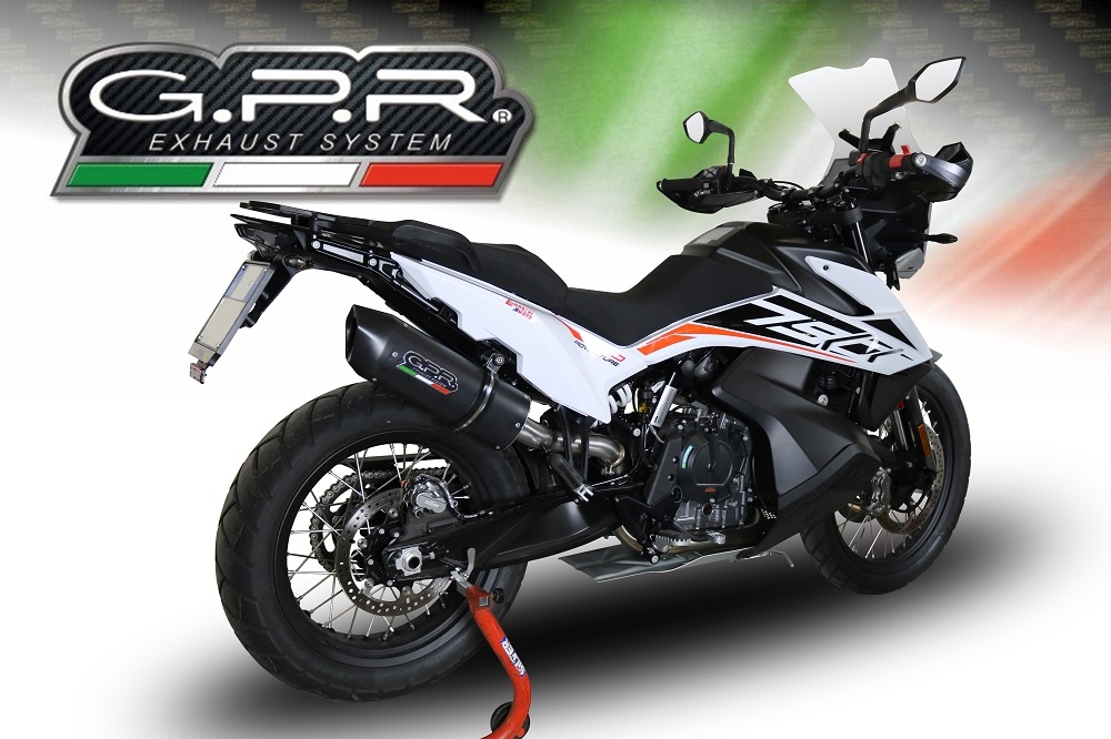 Esapament GPR compatibil cu Ktm Adventure 790 2018 Evacuare slip-on omologata, inclusiv db killer detașabil și cot de legătură,Furore Evo4 Nero