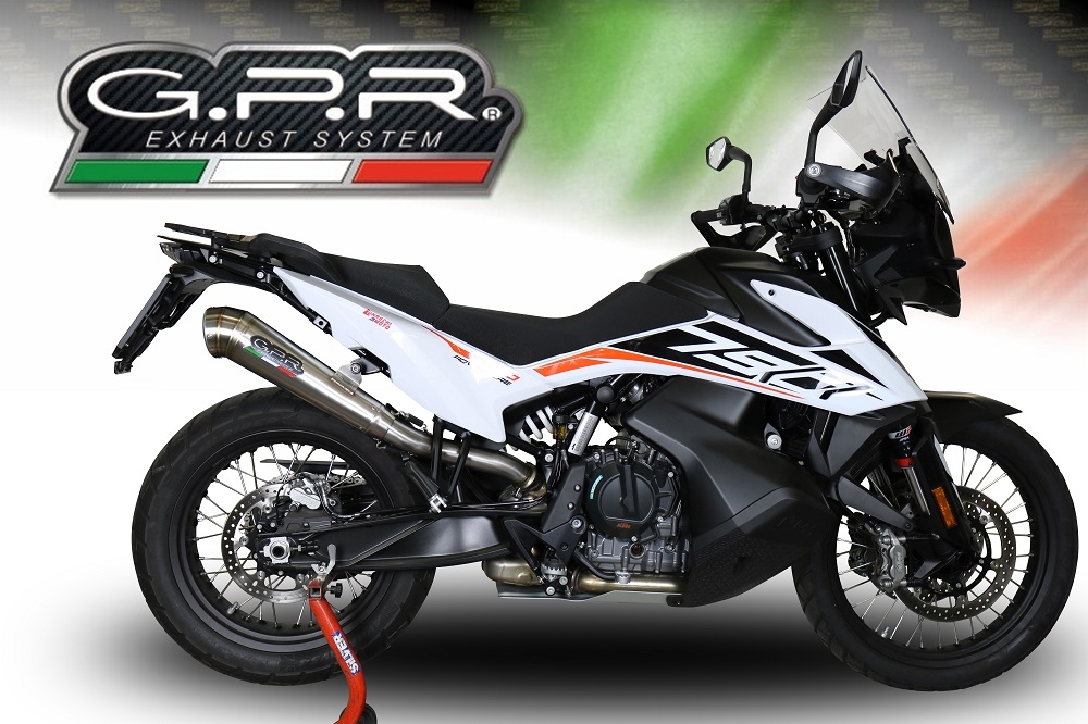 Esapament GPR compatibil cu Ktm Adventure 790 2021 Evacuare slip-on omologata, inclusiv db killer detașabil și cot de legătură,Powercone Evo