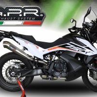 Esapament GPR compatibil cu Ktm Adventure 790 2021 Evacuare slip-on omologata, inclusiv db killer detașabil și cot de legătură,Powercone Evo
