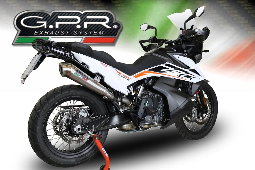 Esapament GPR compatibil cu Ktm Adventure 790 2021 Evacuare slip-on omologata, inclusiv db killer detașabil și cot de legătură,Powercone Evo