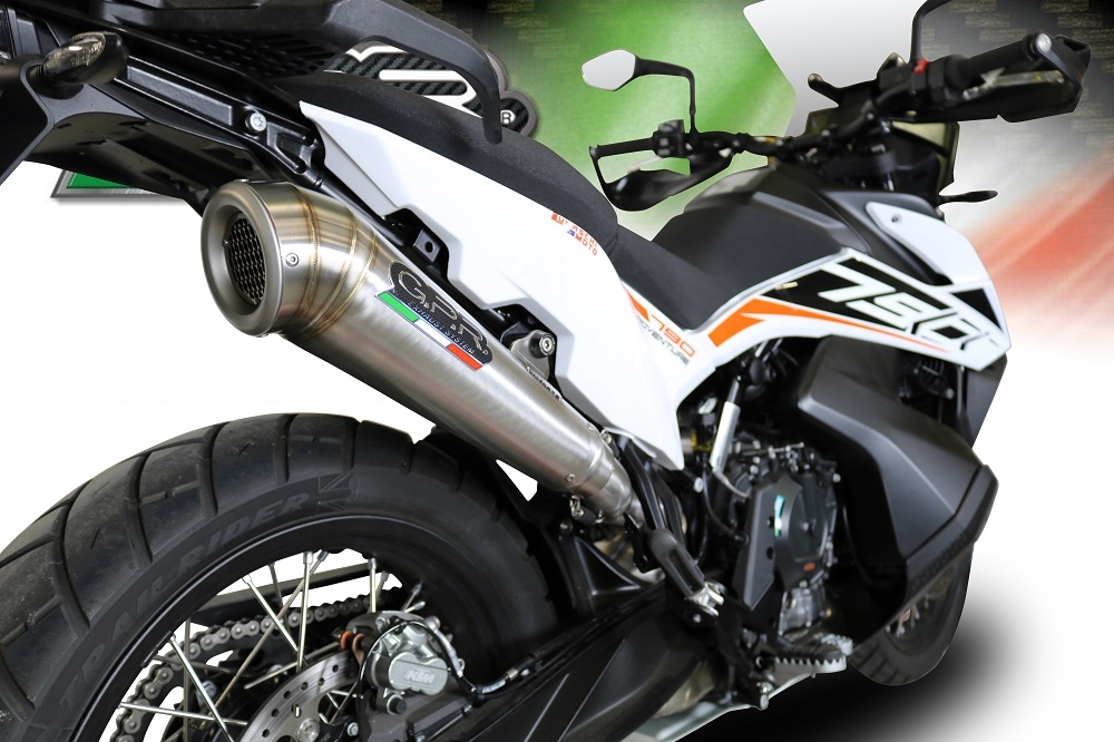 Esapament GPR compatibil cu Ktm Adventure 790 2021 Evacuare slip-on omologata, inclusiv db killer detașabil și cot de legătură,Powercone Evo