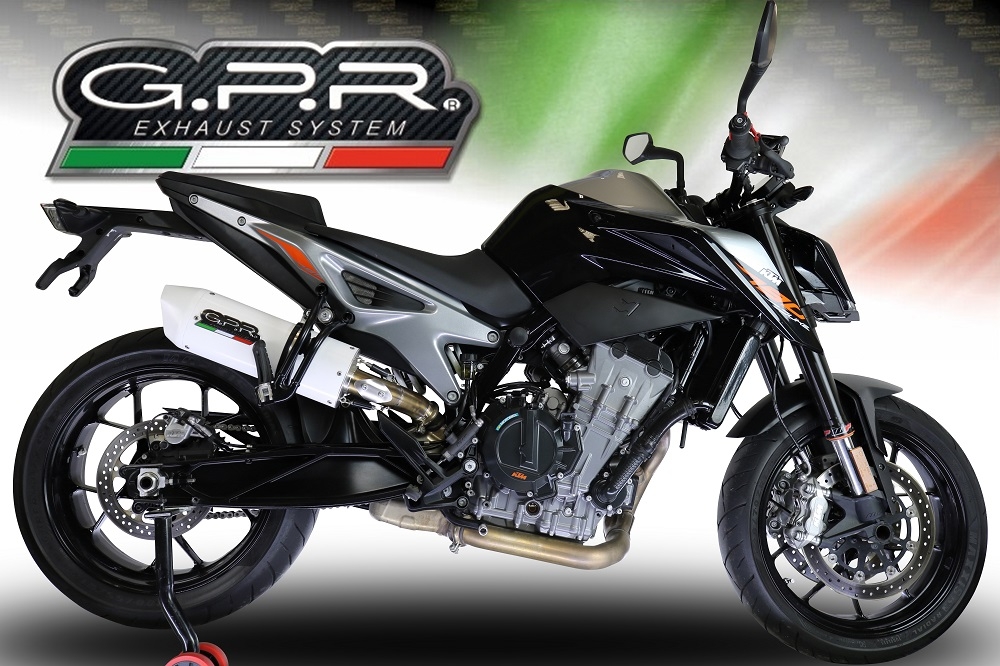 Exhaust compatible with Ktm Duke 790 2017-2020, Albus Evo4, Homologated legal slip-on exhaust including removable db killer and link pipe