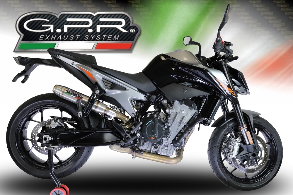 Exhaust compatible with Ktm Duke 790 2021-2024, Deeptone Inox, Racing slip-on exhaust including link pipe