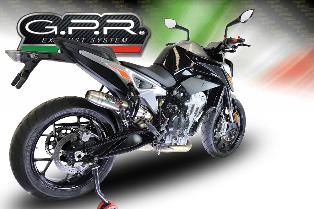 Exhaust compatible with Ktm Duke 790 2021-2024, Deeptone Inox, Racing slip-on exhaust including link pipe