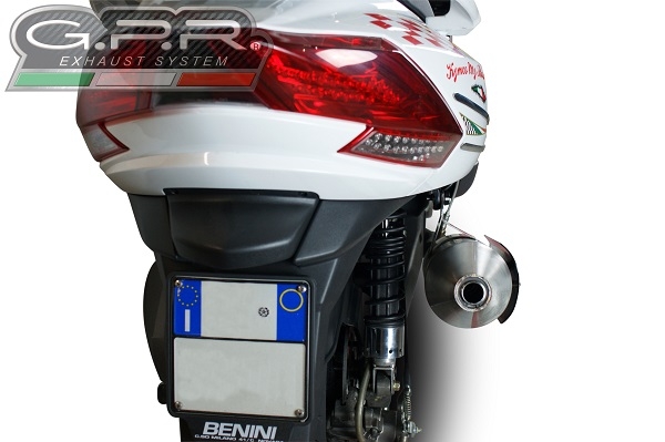 Exhaust compatible with Kymco Myroad 700 2012-2016, Power Bomb, Homologated legal slip-on exhaust including removable db killer, link pipe and catalyst