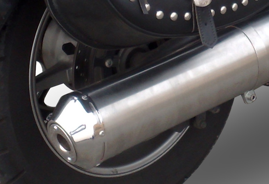   Yamaha Xvs 1300 Midnight Star  2006 Evacuare slip-on omologata, inclusiv db killer detașabil și cot de legătură,Inox Oval Bomb