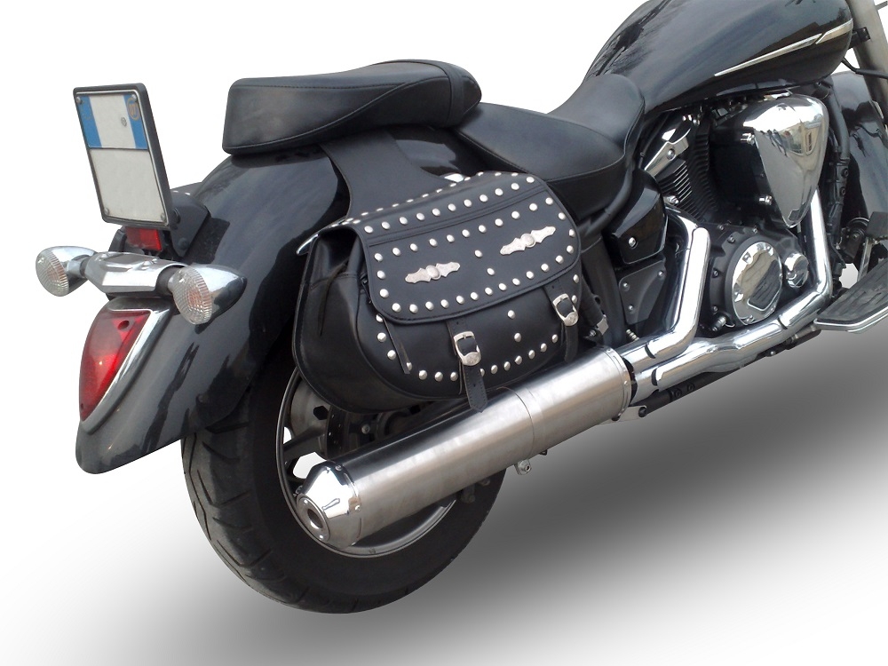   Yamaha Xvs 1300 Midnight Star  2006 Evacuare slip-on omologata, inclusiv db killer detașabil și cot de legătură,Inox Oval Bomb