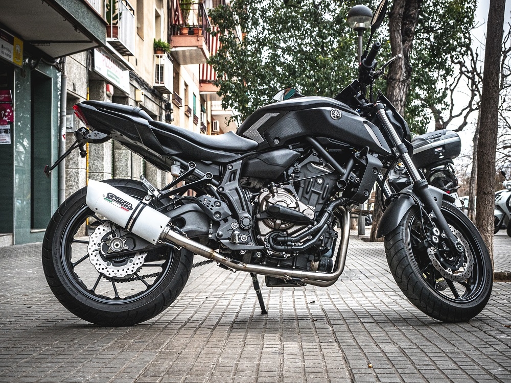 Exhaust compatible with Yamaha Mt-07 2014-2016, Albus Ceramic, Homologated legal full system exhaust, including removable db killer and catalyst