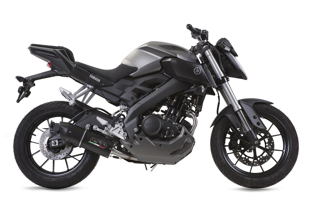 Exhaust compatible with Yamaha Mt 125 2017-2019, Furore Evo4 Nero, Homologated legal full system exhaust, including removable db killer and catalyst