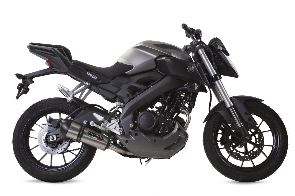 Esapament GPR compatibil cu Yamaha Mt 125 2017 Sistem complet de evacuare legal omologat, inclusiv db killer și catalizator detașabil,New Grand Prix Evo Titanium