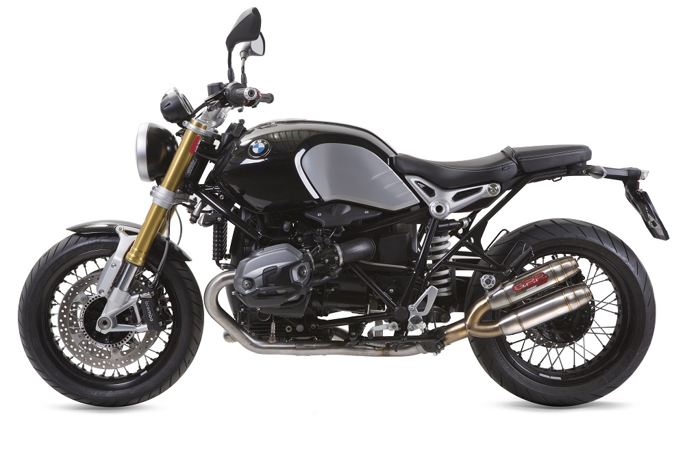 Esapament GPR compatibil cu Bmw R Nine-T 1200 -Pure -Racer -Urban G-S 2017 Sistem complet de evacuare legal omologat, inclusiv db killer și catalizator detașabil,Deeptone Inox