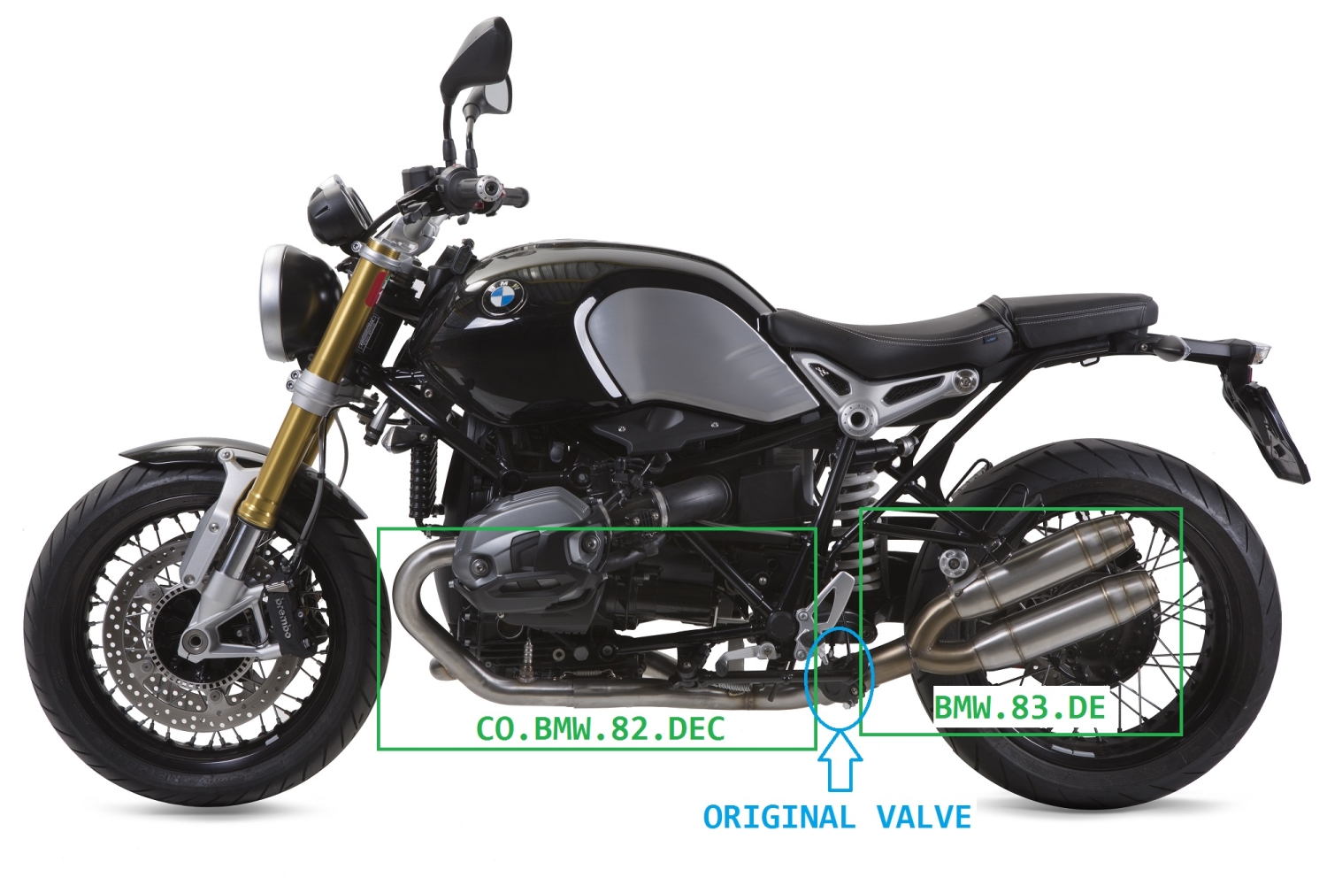 Esapament GPR compatibil cu Bmw R Nine-T 1200 -Pure -Racer -Urban G-S 2017 Sistem complet de evacuare legal omologat, inclusiv db killer și catalizator detașabil,Deeptone Inox