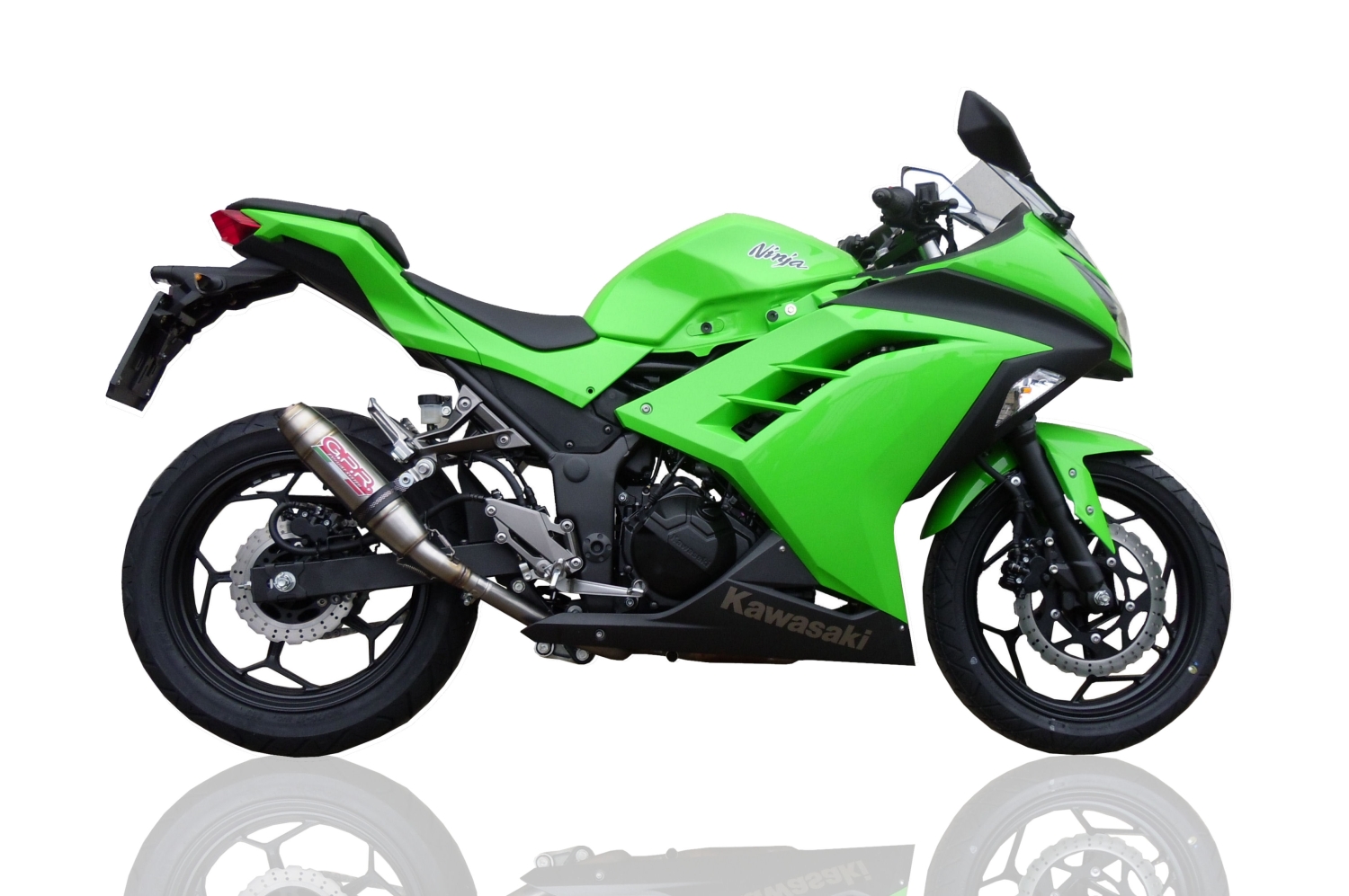 Exhaust compatible with Kawasaki Ninja 300 R 2012-2017, Deeptone Inox, Homologated legal slip-on exhaust including removable db killer and link pipe