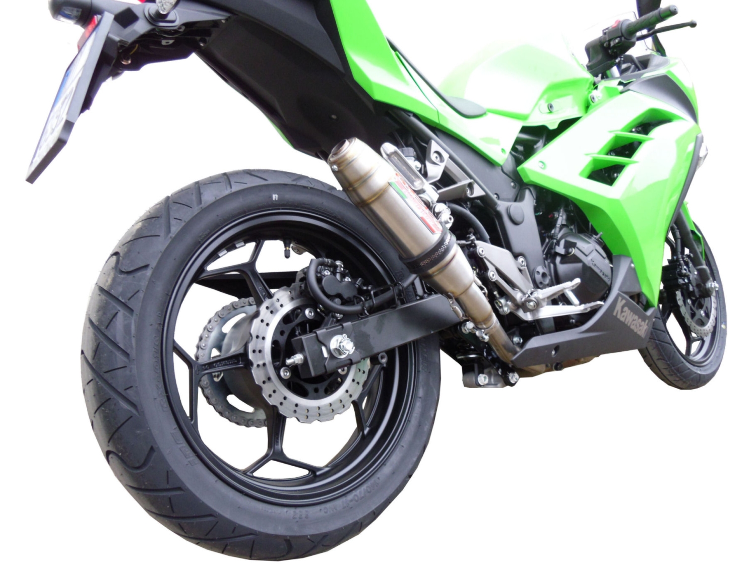 Exhaust compatible with Kawasaki Ninja 300 R 2012-2017, Deeptone Inox, Homologated legal slip-on exhaust including removable db killer and link pipe