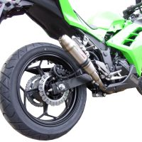 Exhaust compatible with Kawasaki Ninja 300 R 2012-2017, Deeptone Inox, Homologated legal slip-on exhaust including removable db killer and link pipe