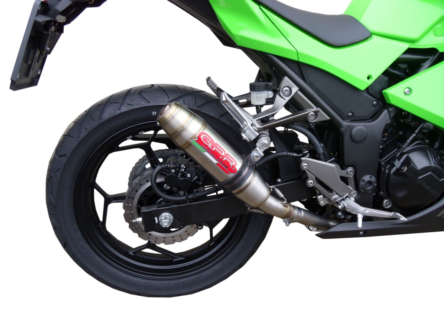 Exhaust compatible with Kawasaki Ninja 300 R 2012-2017, Deeptone Inox, Homologated legal slip-on exhaust including removable db killer and link pipe