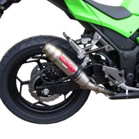 Exhaust compatible with Kawasaki Ninja 300 R 2012-2017, Deeptone Inox, Homologated legal slip-on exhaust including removable db killer and link pipe