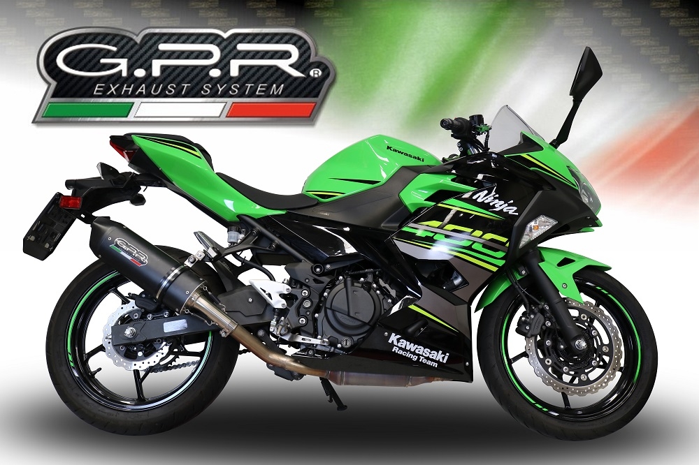 Esapament GPR compatibil cu Kawasaki Z 400 2023 Evacuare slip-on omologata, inclusiv db killer detașabil și cot de legătură,Furore Evo4 Nero