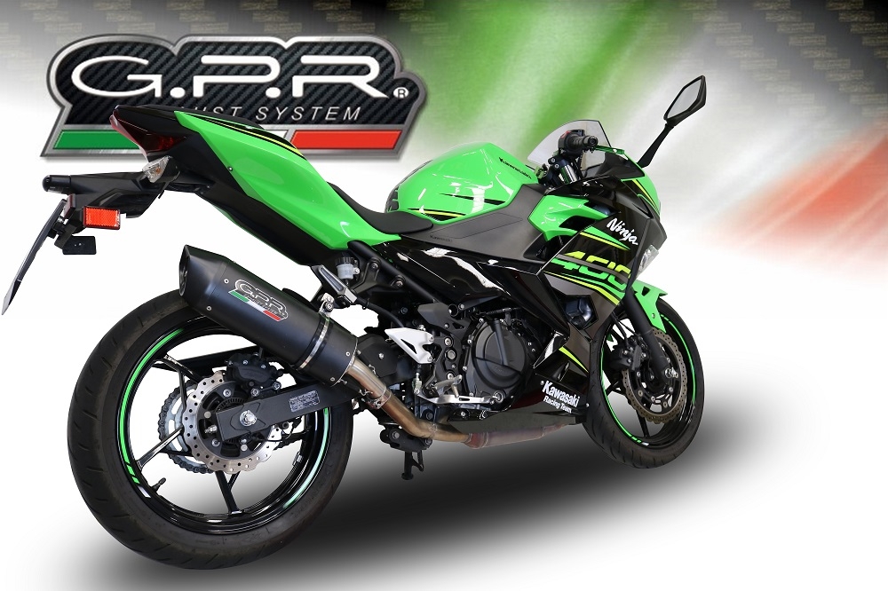 Esapament GPR compatibil cu Kawasaki Z 400 2023 Evacuare slip-on omologata, inclusiv db killer detașabil și cot de legătură,Furore Evo4 Nero