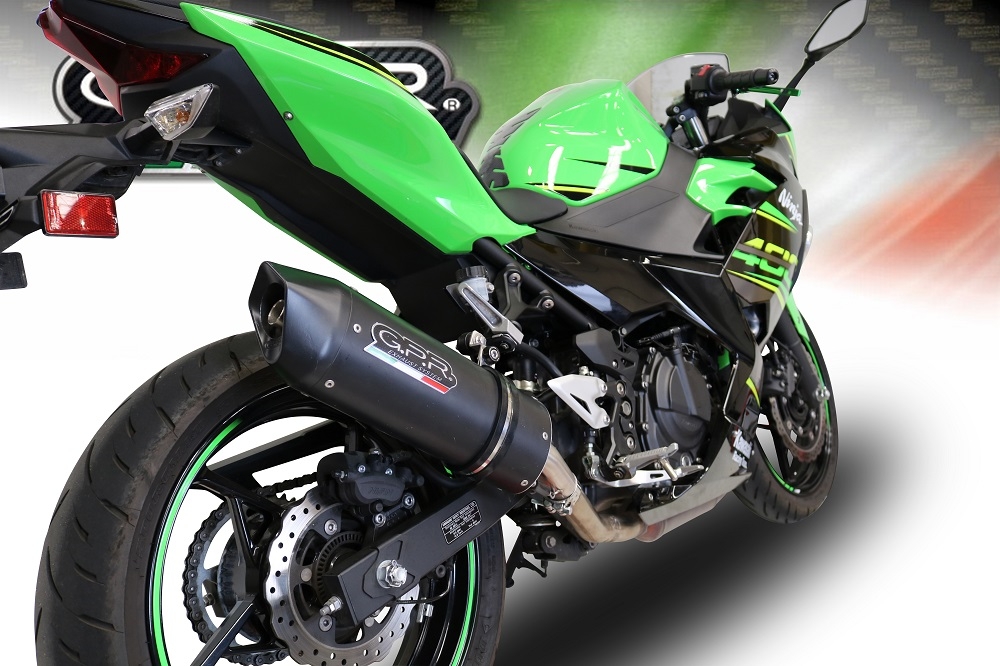 Esapament GPR compatibil cu Kawasaki Z 400 2023 Evacuare slip-on omologata, inclusiv db killer detașabil și cot de legătură,Furore Evo4 Nero
