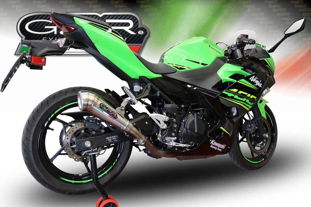 Esapament GPR compatibil cu Kawasaki Ninja 400 2023 Evacuare slip-on omologata, inclusiv db killer detașabil și cot de legătură,Powercone Evo