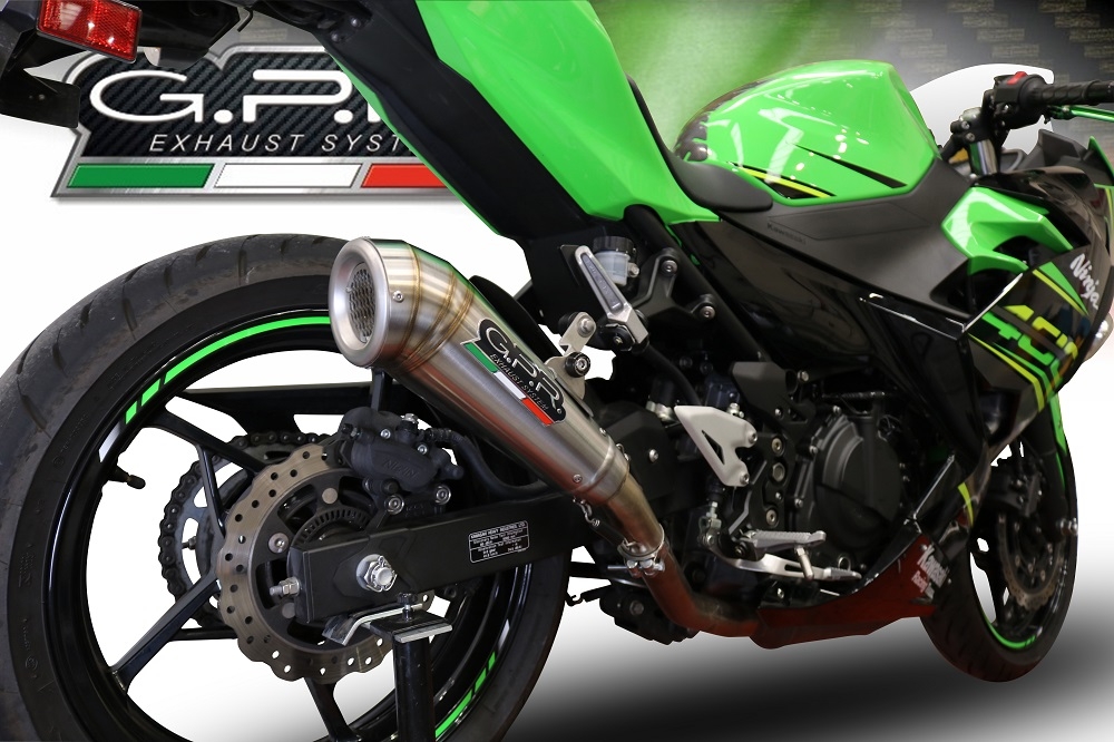 Esapament GPR compatibil cu Kawasaki Ninja 400 2023 Evacuare slip-on omologata, inclusiv db killer detașabil și cot de legătură,Powercone Evo