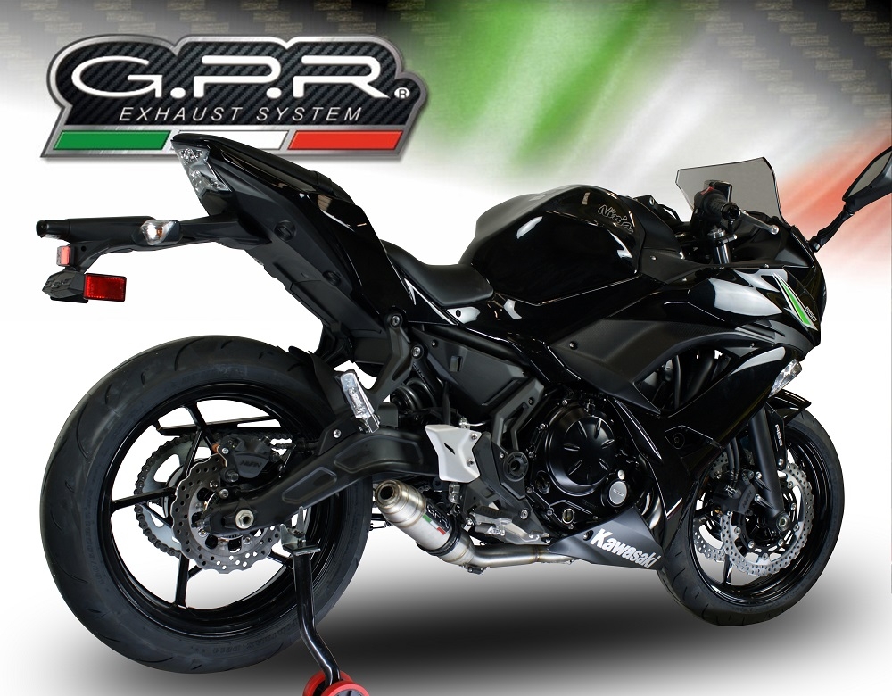 Esapament GPR compatibil cu Kawasaki Ninja 650 2021 Sistem complet de evacuare legal omologat, inclusiv db killer și catalizator detașabil,Deeptone Inox