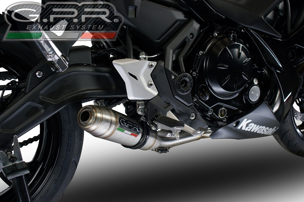 Esapament GPR compatibil cu Kawasaki Ninja 650 2021 Sistem complet de evacuare legal omologat, inclusiv db killer și catalizator detașabil,Deeptone Inox