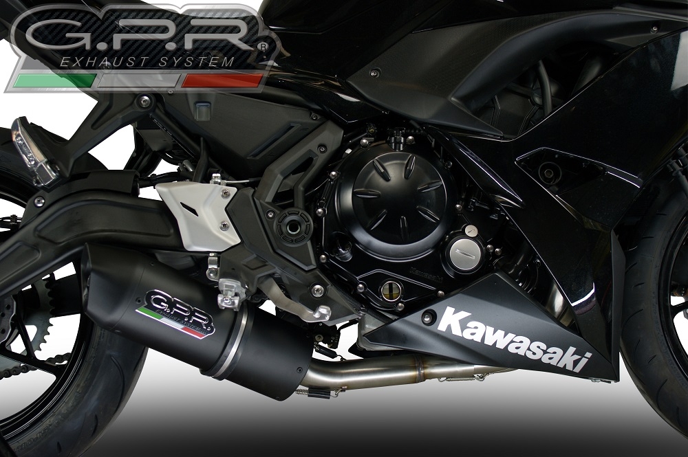 Esapament GPR compatibil cu Kawasaki Z 650 2021 Sistem complet de evacuare legal omologat, inclusiv db killer și catalizator detașabil,Furore Evo4 Nero