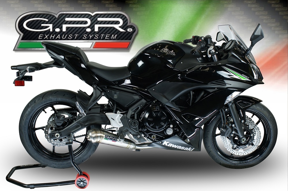 Esapament GPR compatibil cu Kawasaki Ninja 650 2017 Sistem complet de evacuare legal omologat, inclusiv db killer și catalizator detașabil,Powercone Evo