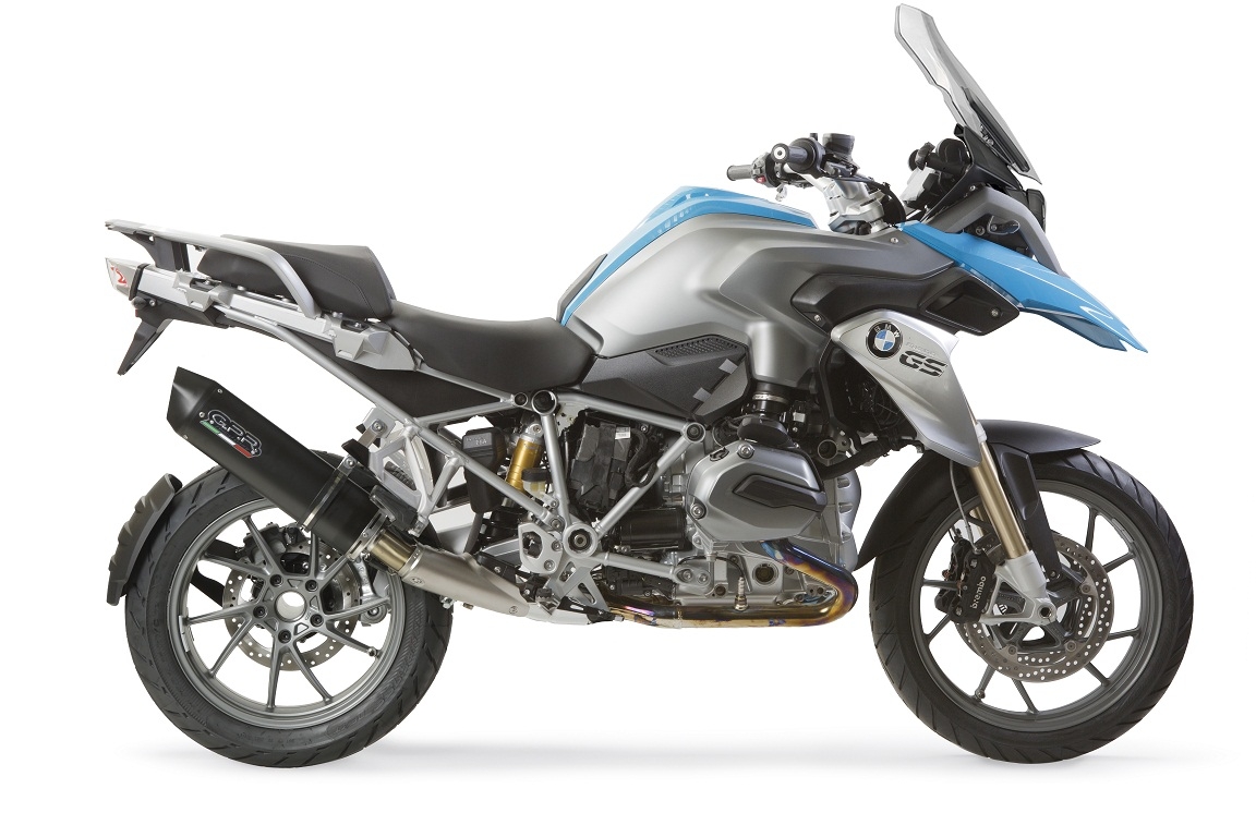 Esapament GPR compatibil cu Bmw R 1200 Gs -Adventure 2017 Evacuare slip-on omologata, inclusiv db killer detașabil și cot de legătură,Furore Evo4 Nero
