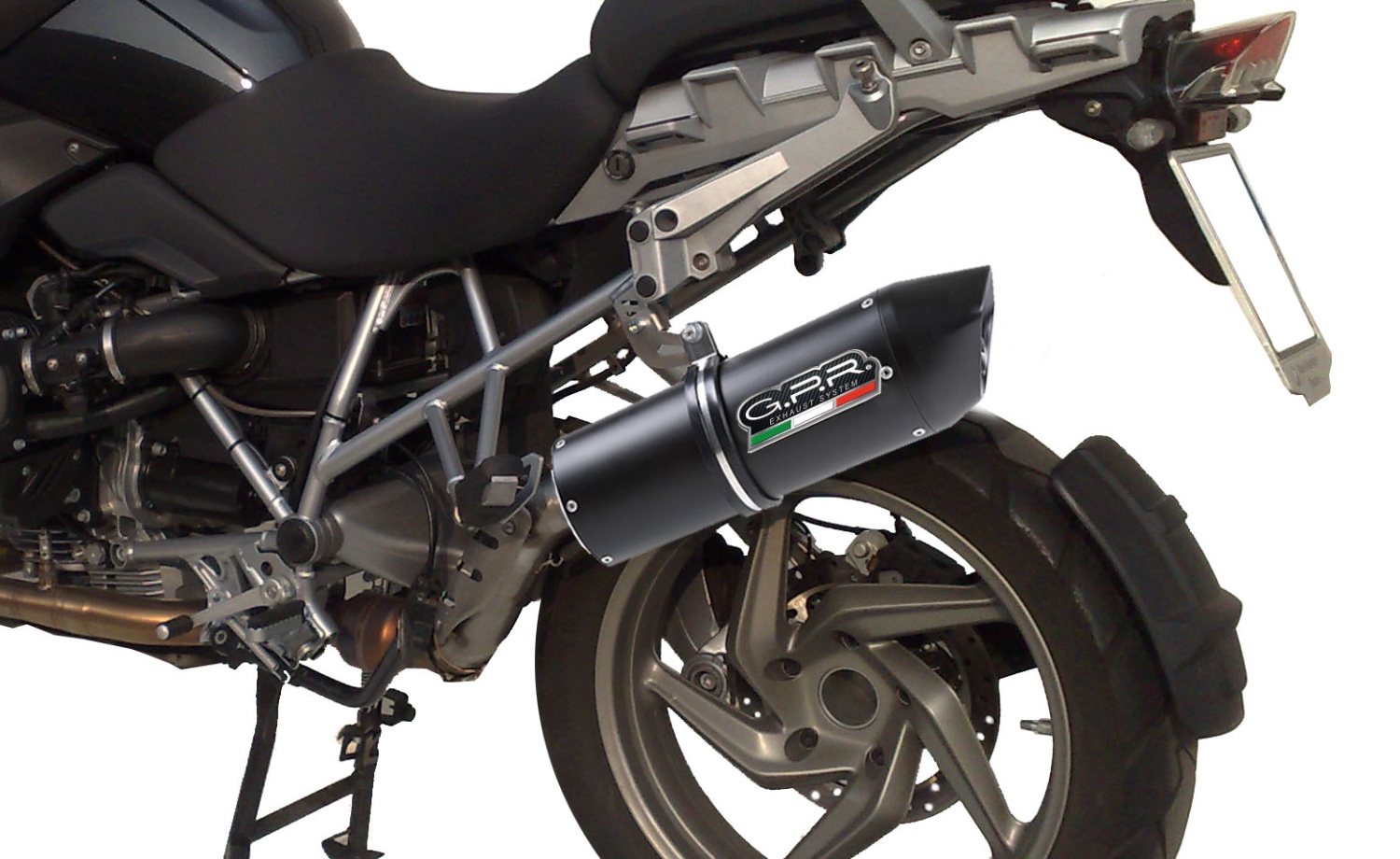 Esapament GPR compatibil cu Bmw R 1200 Gs -Adventure 2010 Evacuare slip-on omologata, inclusiv db killer detașabil și cot de legătură,Furore Nero