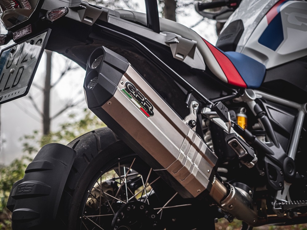 Esapament GPR compatibil cu Bmw R 1250 Gs -Adventure 2021 Evacuare slip-on omologata, inclusiv db killer detașabil și cot de legătură,Hyper Sonic Titanium