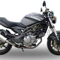 Exhaust compatible with Cagiva Raptor 650 2001-2005, Trioval, Dual Homologated legal slip-on exhaust including removable db killers and link pipes