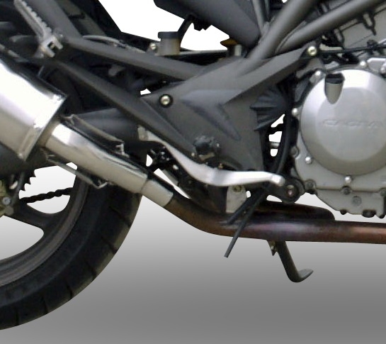 Esapament GPR compatibil cu Cagiva Raptor 650 2001 Evacuare cu dublă omologare legală, inclusiv db killers și coturi de legătură detașabile,Satinox 